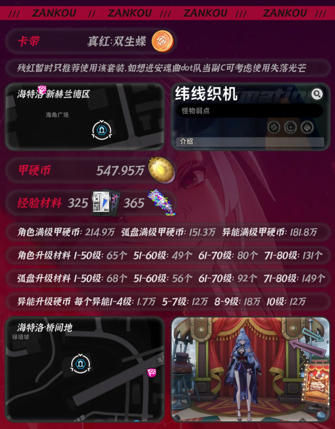 异环残虹升级突破等养成材料清单
